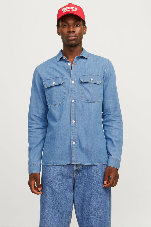 Jack & Jones Camisa estilo sarga azul