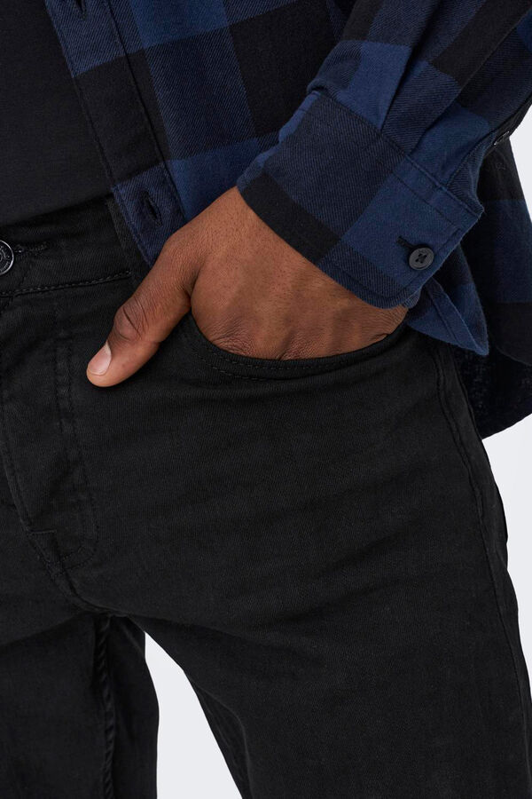 Springfield Calça jeans preta slim fit masculina preto