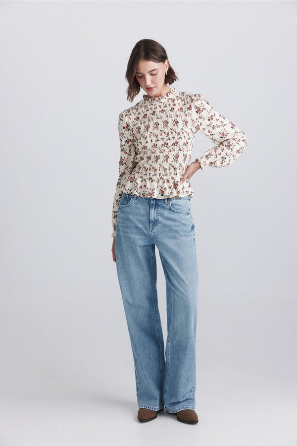 Springfield Floral honeycomb blouse blue