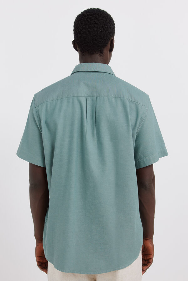 Springfield Two-tone structured short sleeve shirt blue