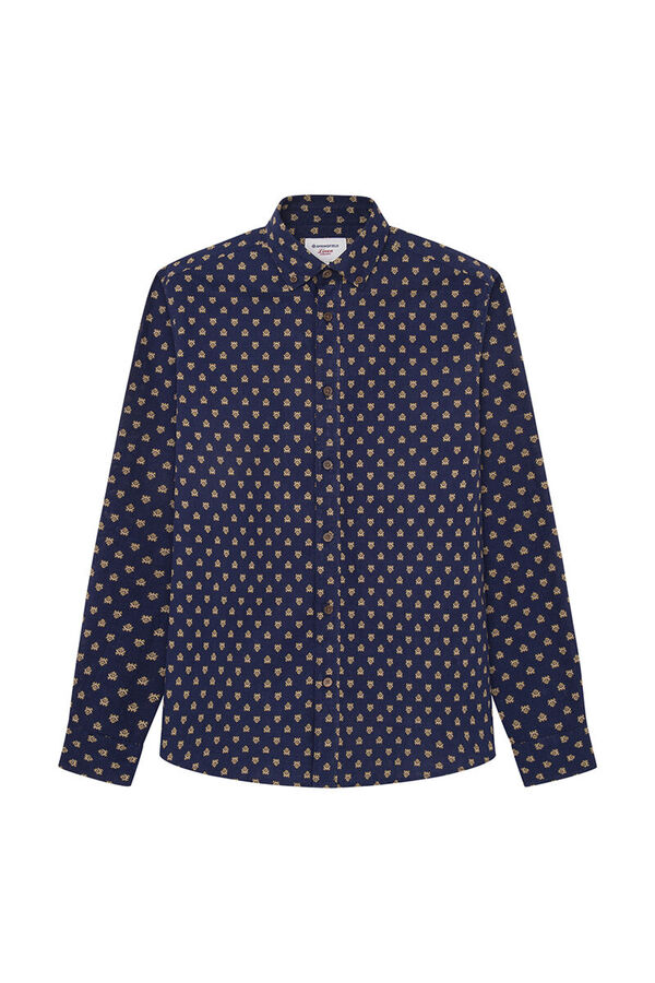 Springfield Linen printed shirt bluish