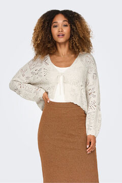 Only Casaco de malha curto de crochet cortado