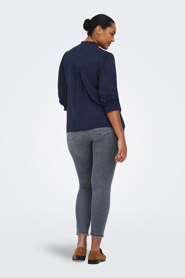 Only Carmakoma Elastic sleeve shirt plus size blue