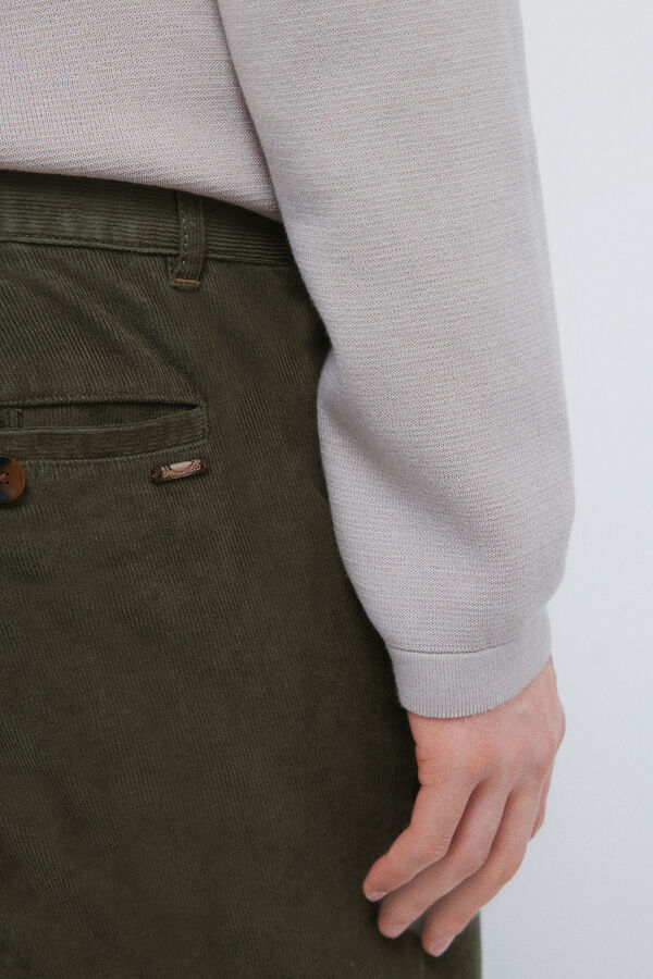 Springfield Čino chino pantalone od mikro somot Kaki