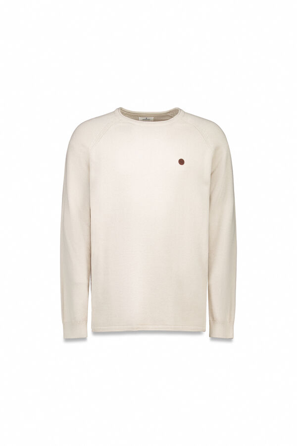 Springfield Jednobojan džemper sa kragna kragnom Bež