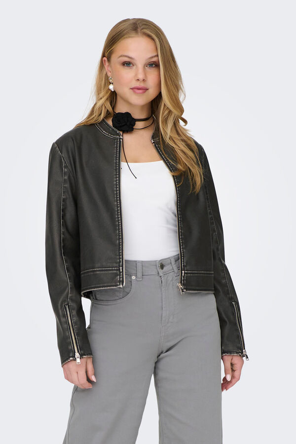 Springfield Faux leather jacket  crna
