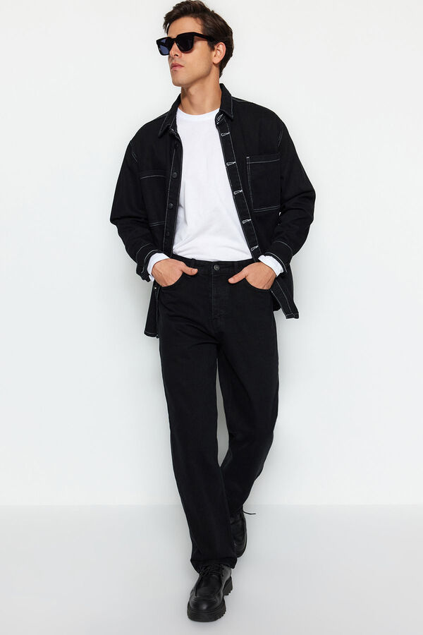 Trendyol Cal&ccedil;a jeans masculina comum preto