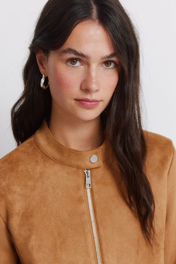 Springfield Faux suede short jacket nude