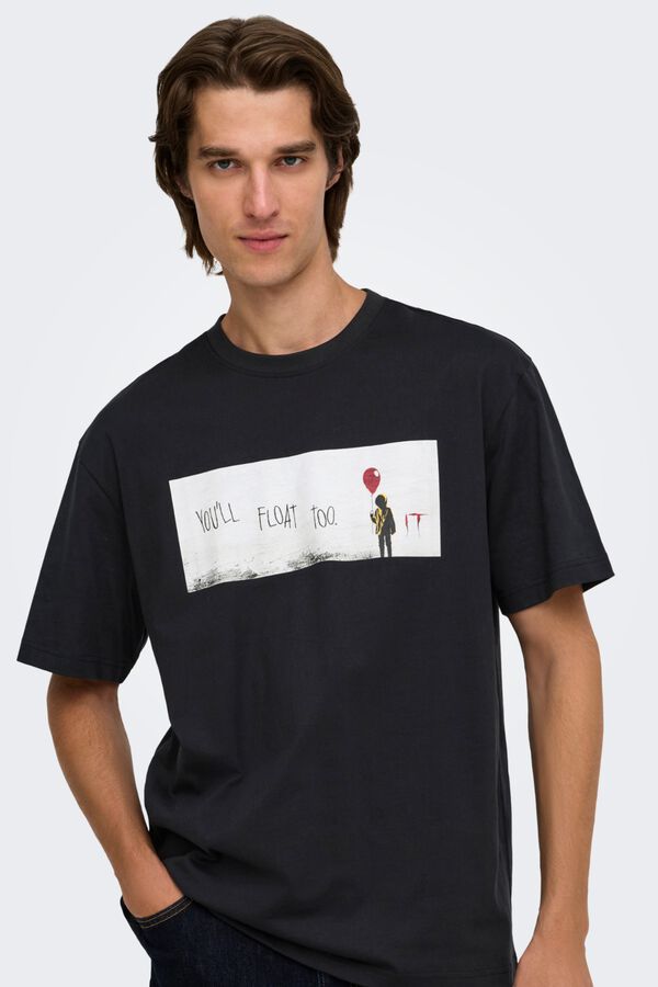Only & Sons Kurzarm-Halloween-T-Shirt Schwarz