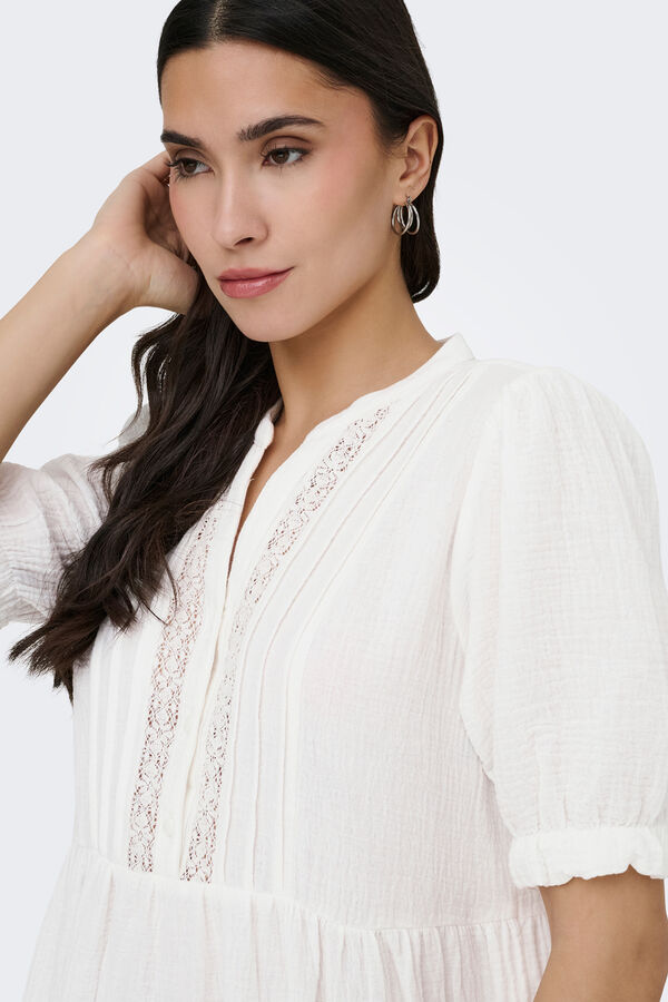 JDY Vestido corto volantes blanco