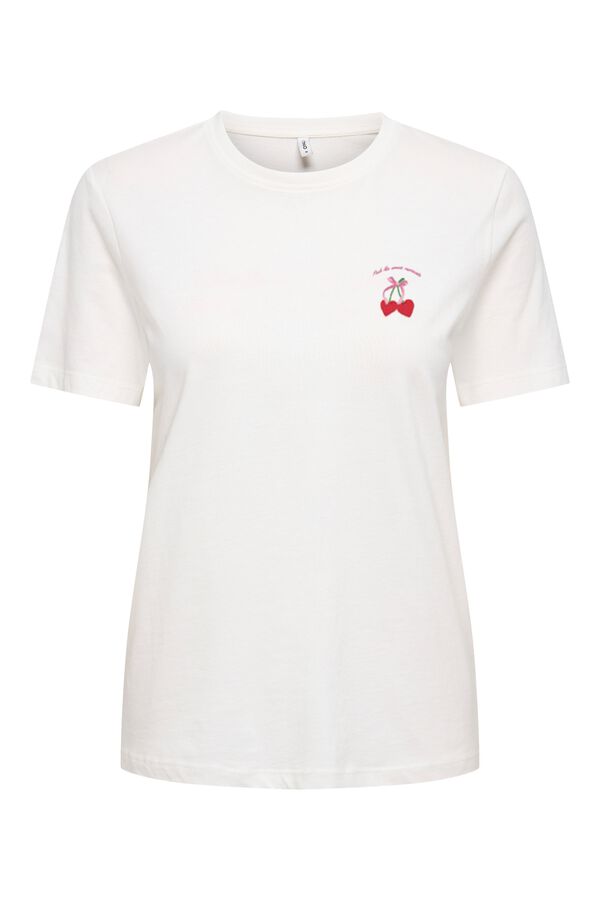 Only Basic-Kurzarm-T-Shirt Naturwei&szlig;
