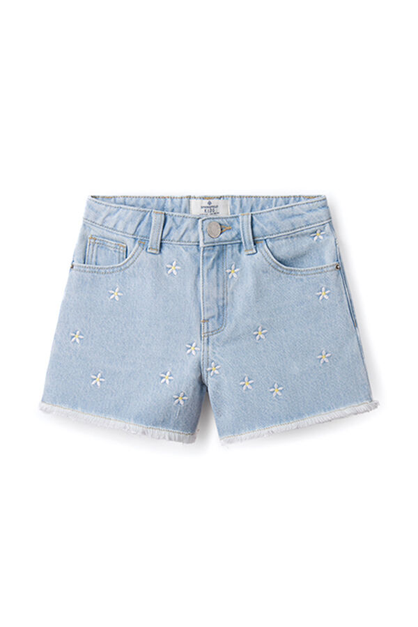 Springfield Girl's embroidered denim shorts royal blue