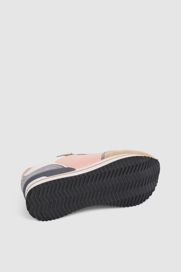 Pepe Jeans suede and glitter sneakers mink