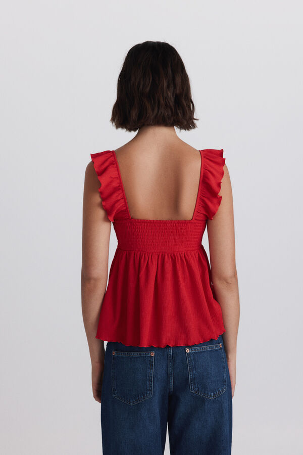 Springfield Camiseta tirantes volantes rojo