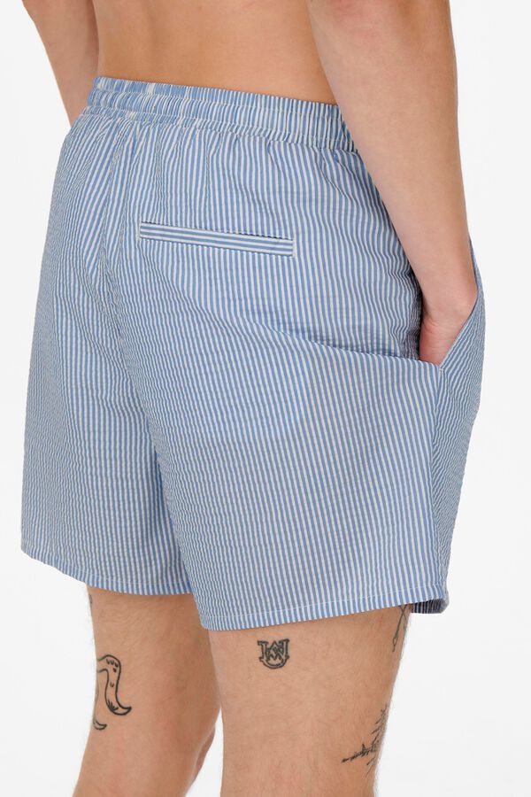 Only & Sons Kurze gestreifte Badehose Blau