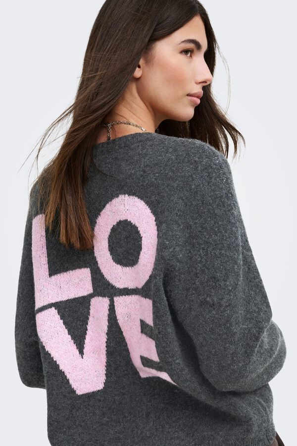 Only Casaco de malha detalhe LOVE cinzento
