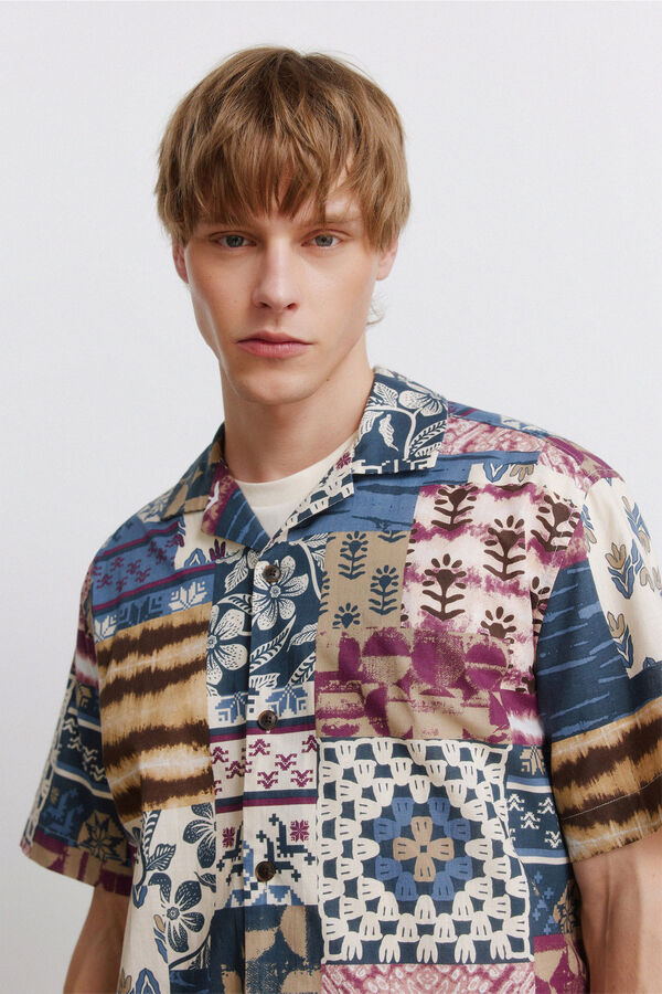 Springfield Ko&scaron;ulja kratkih rukava sa patchwork printom Ljubičasta