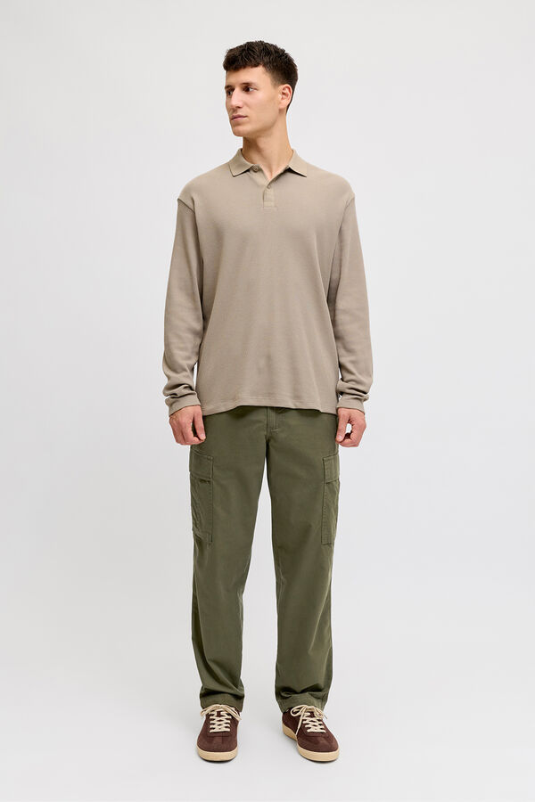 JJ REBEL Pantal&oacute;n cargo algod&oacute;n tiro medio verde