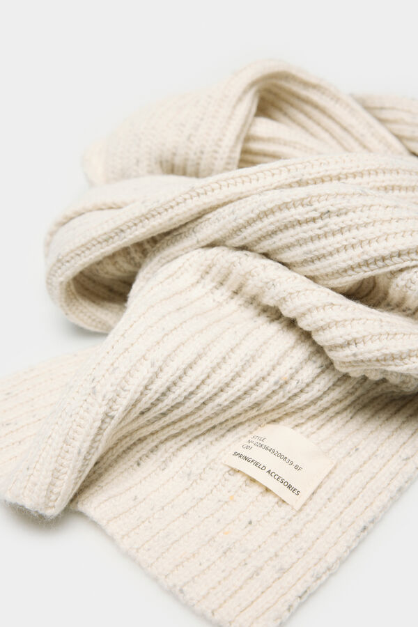 Springfield Neps rib knit scarf natural