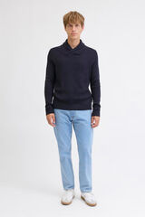 JJ REBEL Cross- neck jersey-knit jumper blue