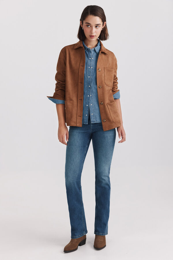 Springfield Faux suede jacket nude
