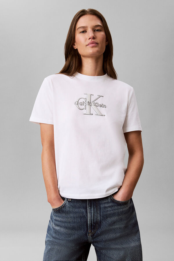 CK Jeans Short sleeve T-shirt logo blanc