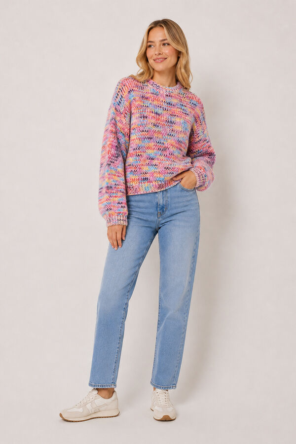 Pieces Strickpullover mit Rundhalsausschnitt Rosa