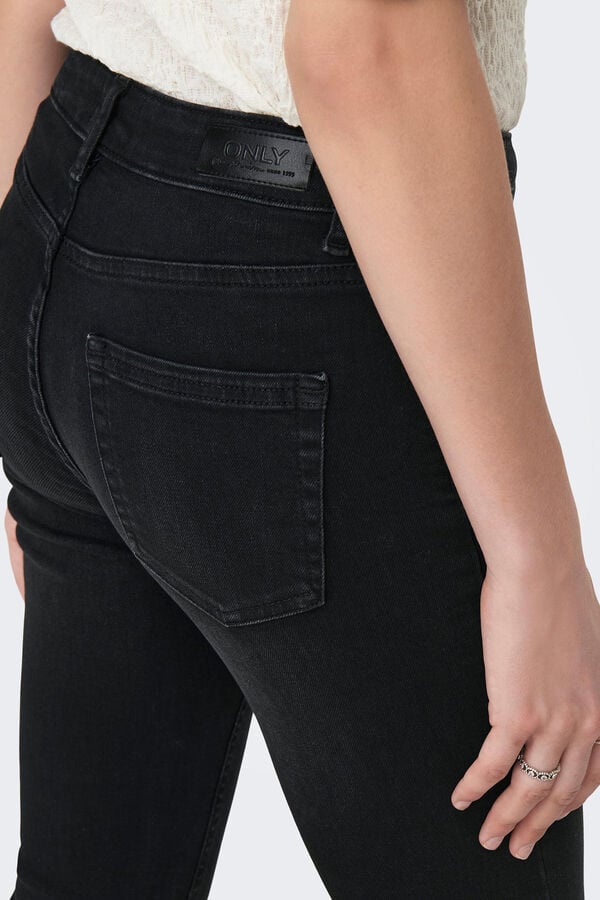 Springfield Jeans à boca de sino de cintura alta preto