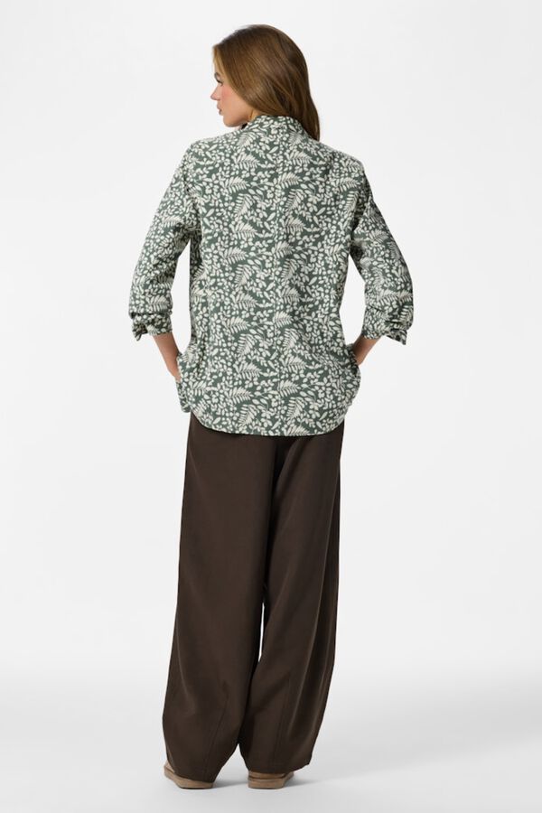 Pieces Floral print three-quarter sleeve blazer green