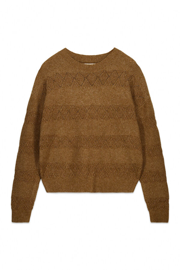 Springfield Pointelle lurex striped jumper mink