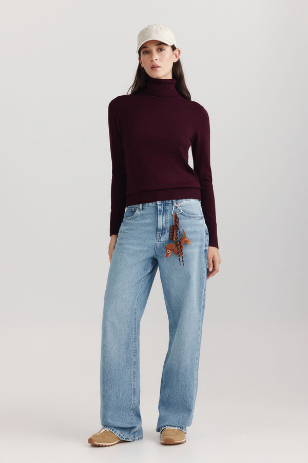 Springfield High neck jumper with button cuffs printed