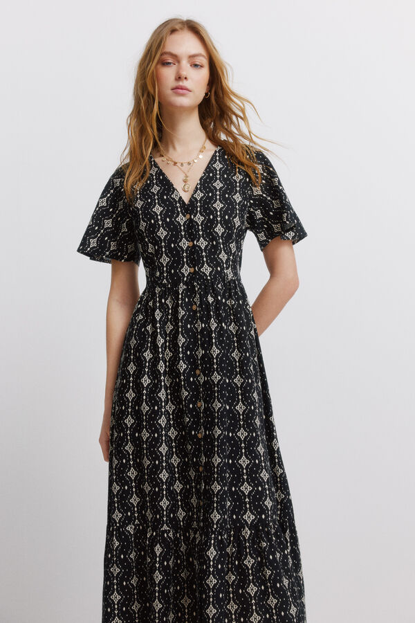 Springfield Printed shirt midi dress black