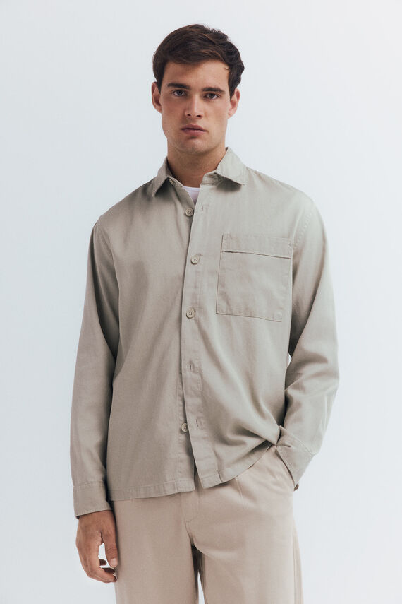 Chemise Homme à Manches Longues Springfield - Coupe Moderne, Mélange De Tissus, Poches Poitrine