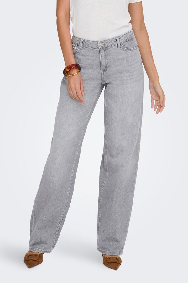 JDY Jeans retos de cintura m&eacute;dia cinzento