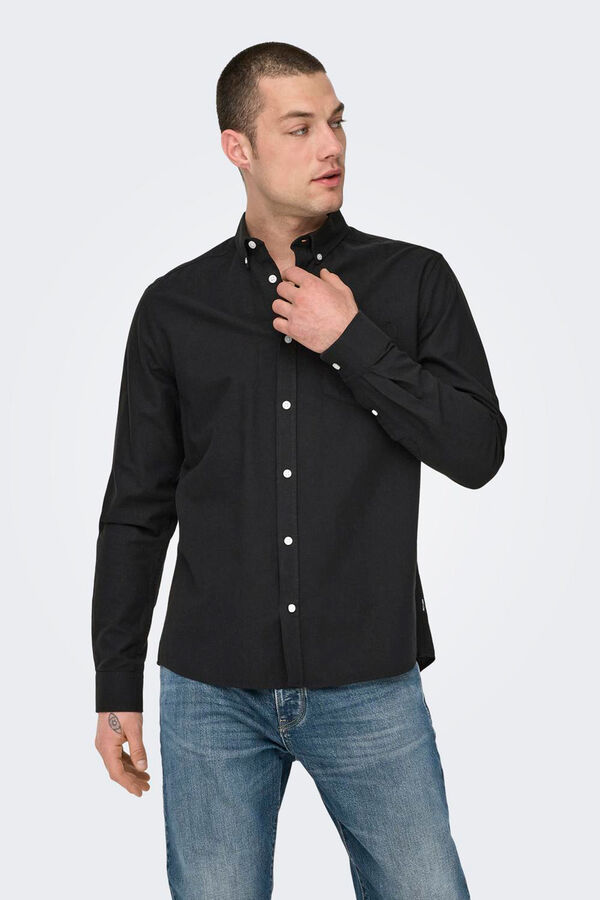 Springfield Men's long sleeve Oxford Shirt black