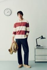 Springfield Colour block stripe polo shirt red