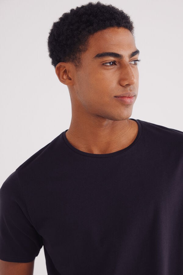 Springfield Basic slim fit cotton lycra t-shirt black