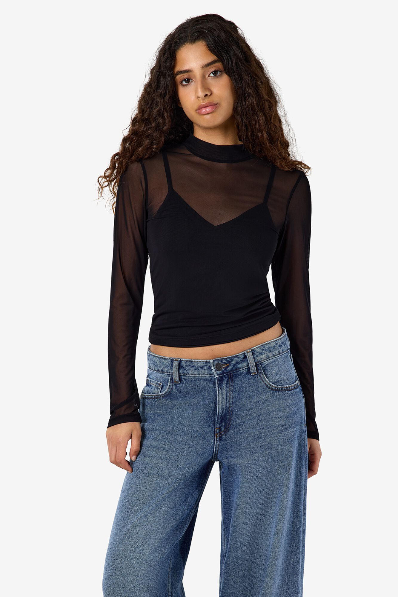 Noisy May T-shirt de tule com gola alta