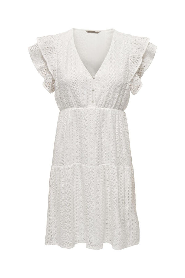 Springfield Short V-neck lace dress white