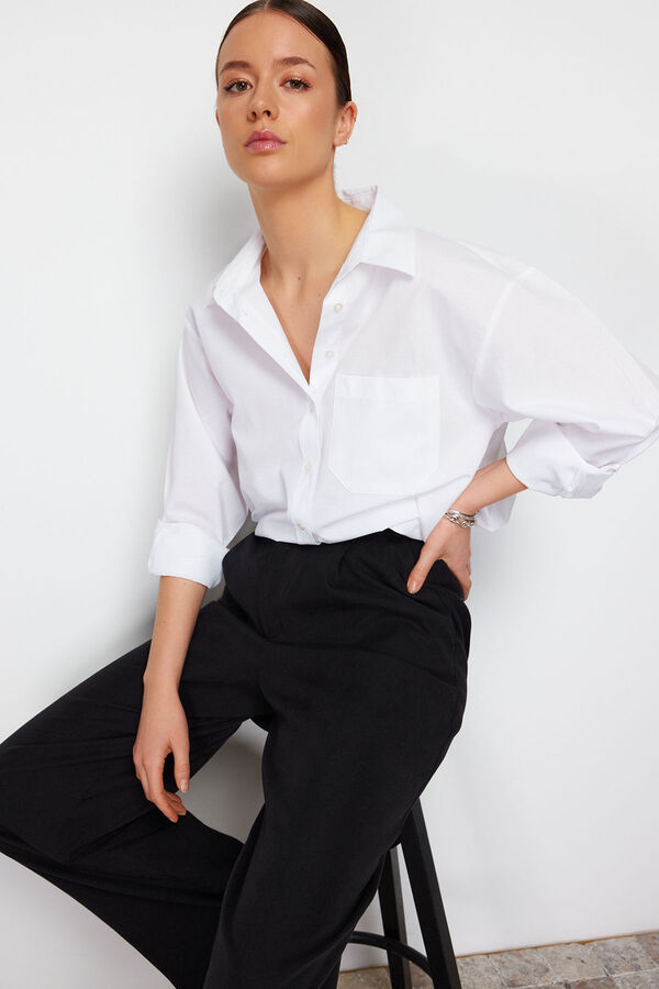 Trendyol Camisa algod&oacute;n blanco