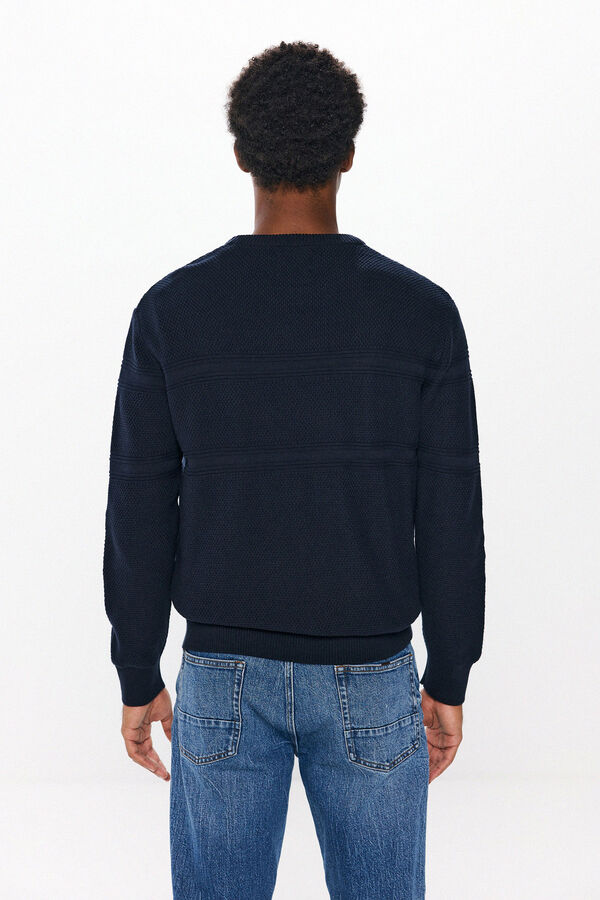 Springfield Striped structured jersey navy