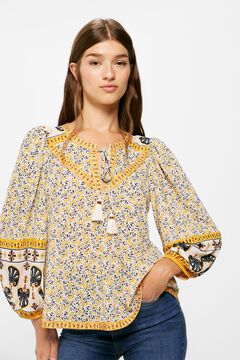 Springfield Floral Boho Blouse with Bordering camel
