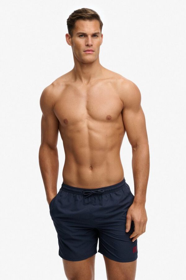 Superdry Plain basic with logo swimwear blue