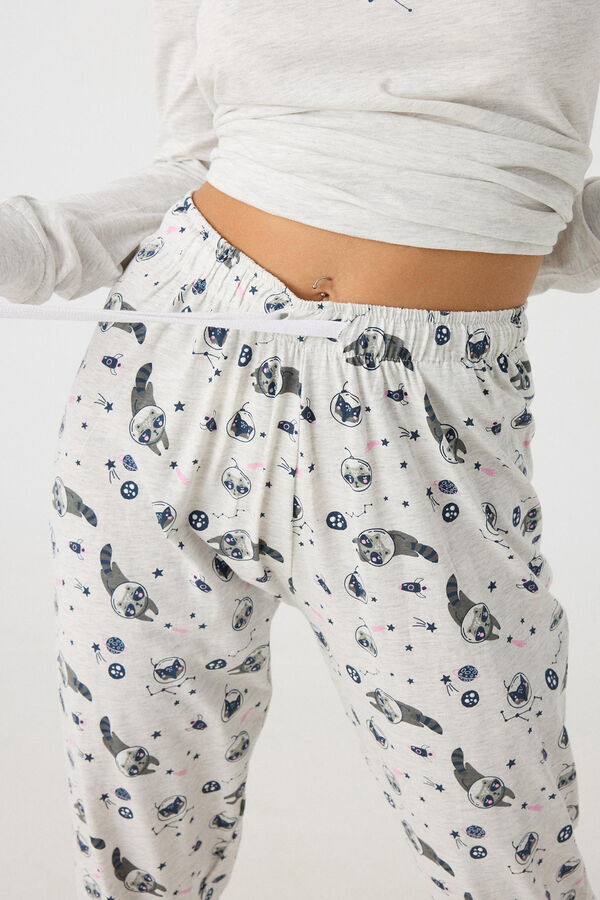 Springfield Pijama estampado mapaches gris claro