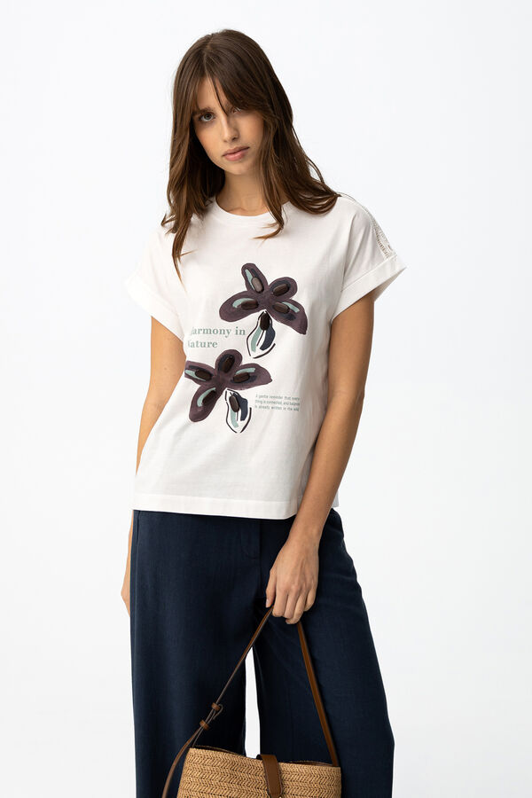 Tiffosi Front print T-shirt beige