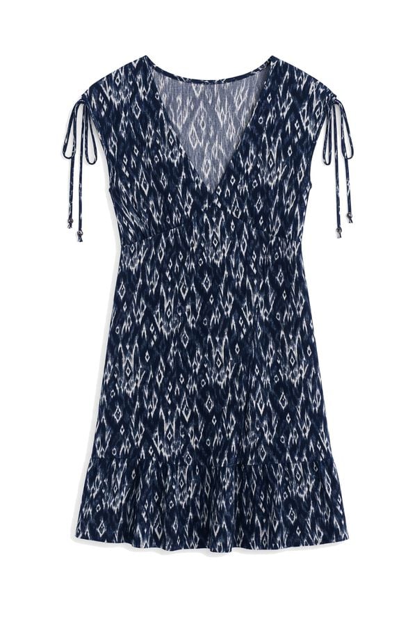 Springfield Short dress with shoulder ties blue