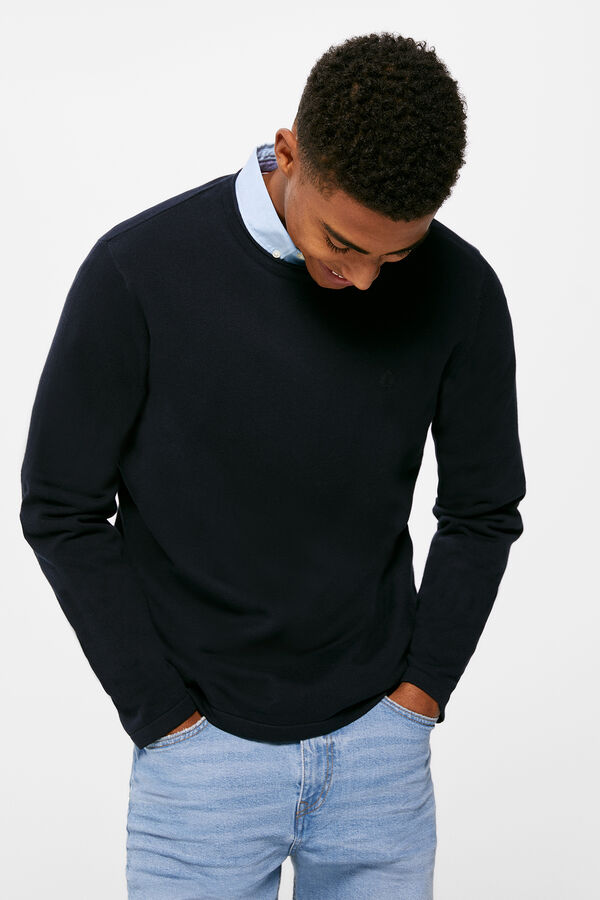 Springfield Essential jumper with elbow patches navy