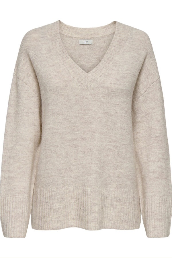 JDY Jersey cuello pico beige