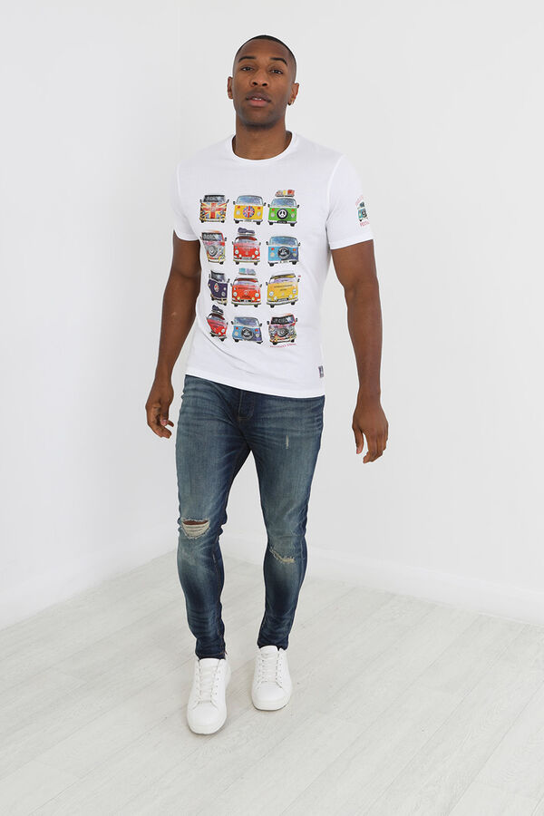 Springfield T-shirt de manga curta com carrinhas branco