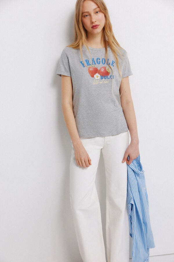 Springfield T-shirt com desenho de fruta cinzento